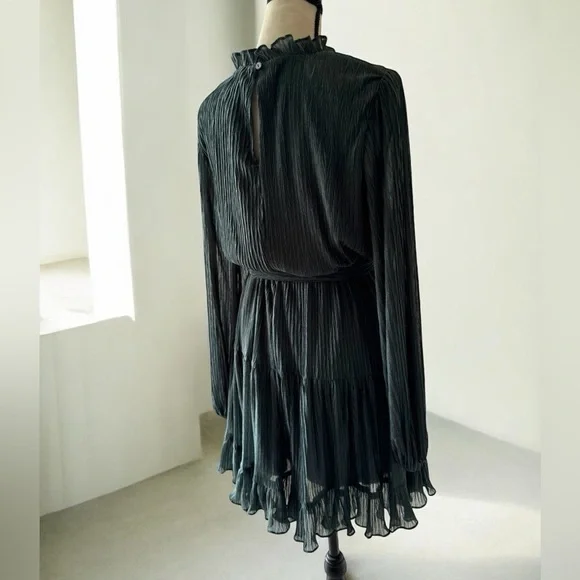 She‎ + Sky Elegant Green Pleated Dress Emerald size small - Picture 3 of 5